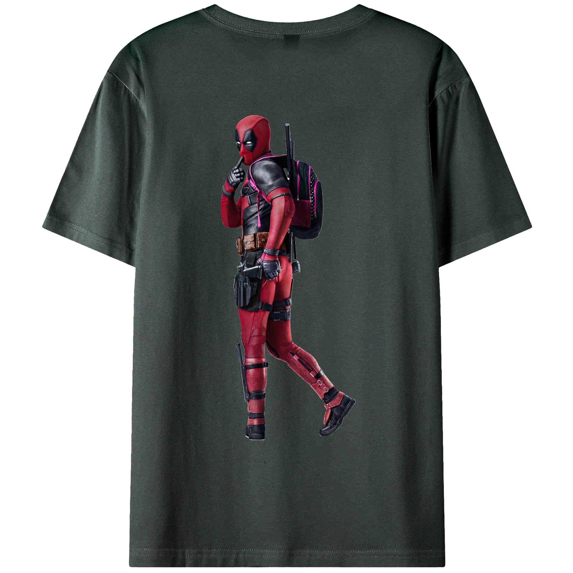 （画像用） Deadpool デッドプール 綿100％ メンズ半袖Tシャツ（バックプリント） 通気性